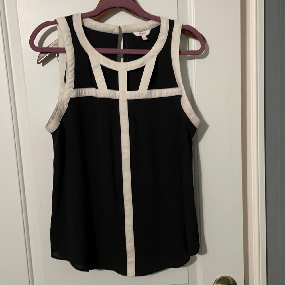 Black and white tank top blouse